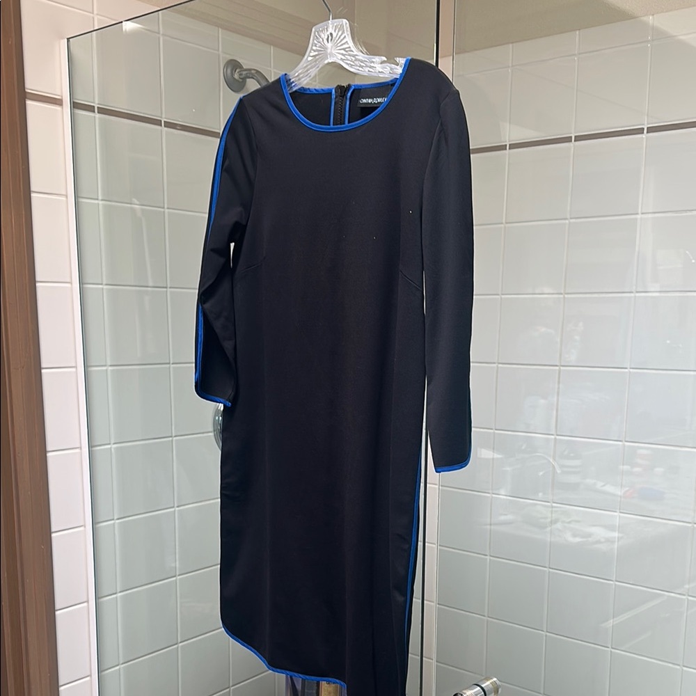 Cynthia Rowley Black Dress with Blue Trim